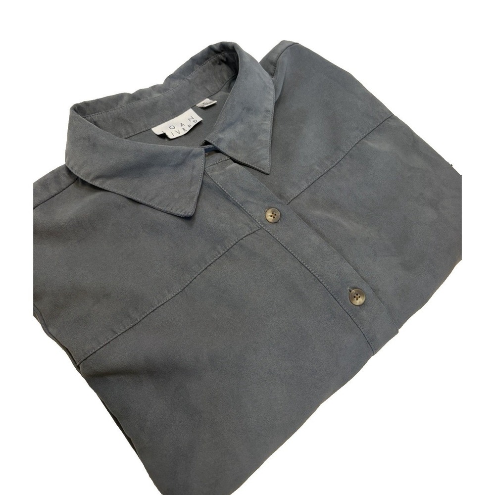 Joan Rivers Gray Button-Up Shirt Long Sleeve Shacket Jacket XL with Pockets Soft